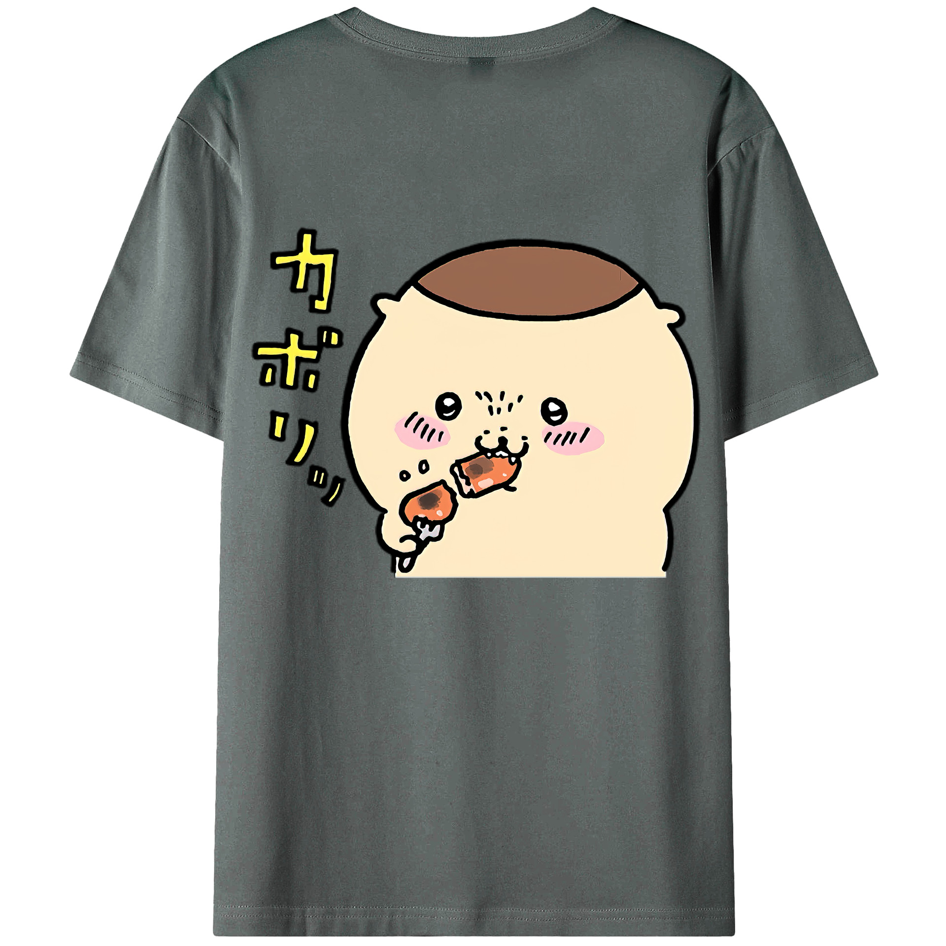 （画像用） ちいかわ くりまんじゅう Chii-kawa kuri manjū 綿100％半袖Tシャツ（背面プリント）